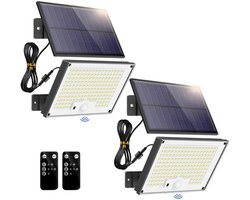 2 stuks zonnelampen - 172 LED's 3-standen split bewegingssensor buitenlampen - met afstandsbediening - Zonnelampen buiten waterdicht IP65 - Zonnelampen buiten voor tuin - terras - tuin - garage