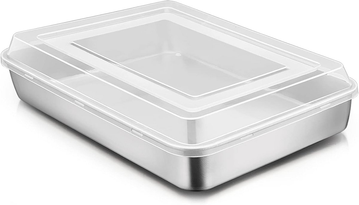 Rechthoekige Bakplaat met Deksel 26.5x20x5cm Ideaal voor Taarten Brownies en Lasagne