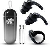 Kyrox Bouchons auriculaires de natation et pince-nez - Pince-nez de natation - Bouchons auriculaires de natation - Pince-nez de natation - Étui de rangement inclus - Adultes et enfants - Noir