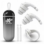 Kyrox Bouchons d'oreilles de natation & Pince-nez - Clip nasal natation - Bouchons auriculaires de natation - Pince-nez natation - L'étui de rangement - Adultes & Enfants - Wit