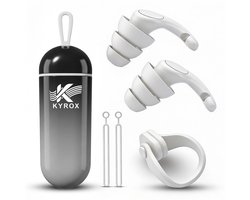 Kyrox Zwem Oordopjes & Neusklem - Neusclip Zwemmen - Zwemoordoppen - Neusknijper Zwemmen - Inclusief Opbergcase - Volwassenen & Kinderen - Wit
