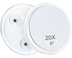 Vergrootspiegel met Zuignap - 20x Vergroting spiegel - 15 cm - Spiegel - Draagbare - Vergrotende make-up spiegel - Ronde - Geschikt voor thuisgebruik, schoonheidssalons en reizen - Wit - Voor gedetailleerde make-up en huidverzorging van dichtbij