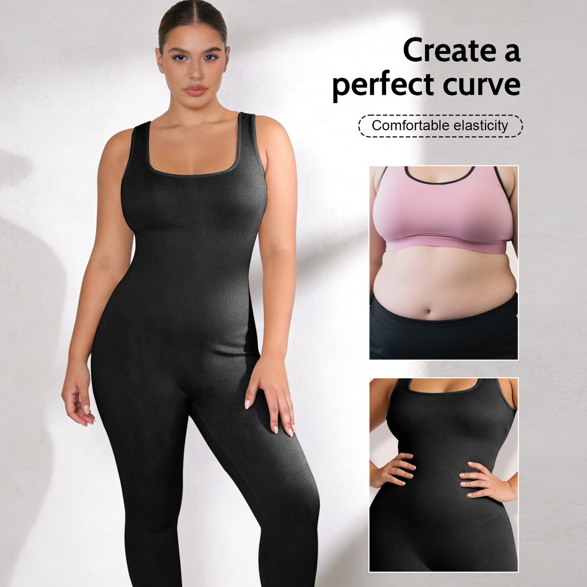 Plus Size Panty – Dames Seamless Gevoerd & Corrigerend legging - Bodyfashion Dream Shaper Bodysuit - Winter-B-Zwart-XXXL