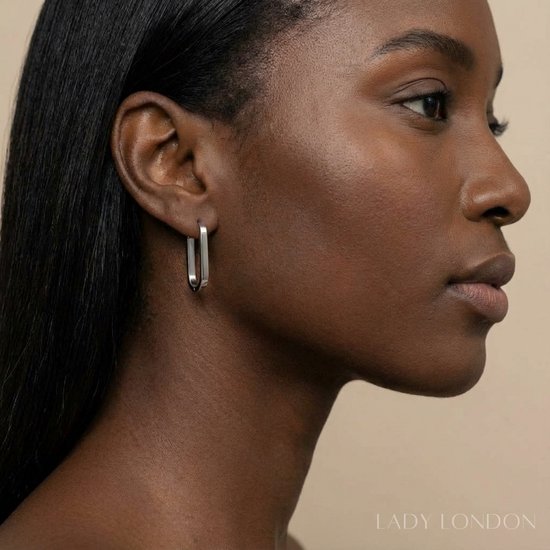 Lady London – Boucles d'oreilles – Ovale – RVS – Couleur argentée – 1 paire