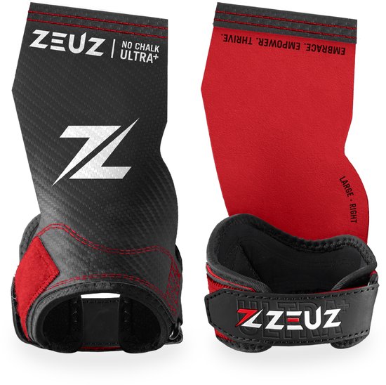 ZEUZ Ultra No Chalk Grips pour Fitness & CrossFit – Gants de Sport – Gymnastique – Turnen – Noir – Taille L