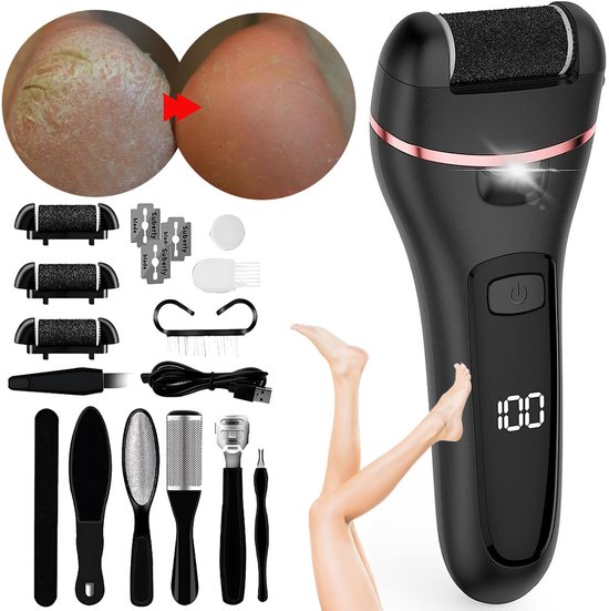 Pitt & Co.®Professionele Elektrische Eeltverwijderaar – Elektrische Voetvijl – Eeltvijl – USB Oplaadbaar – Waterbestendig – 16-Delig