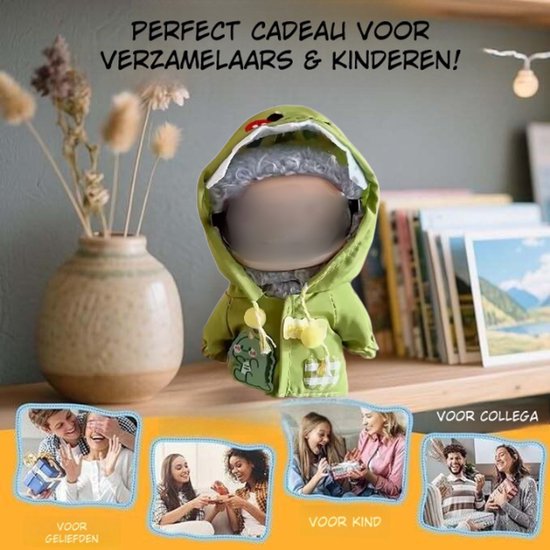 Groene Poppenkleding - Met Dinoregenjas - Cute & Stoer Geschikt voor Labubu van Merkloos — afbeelding 2