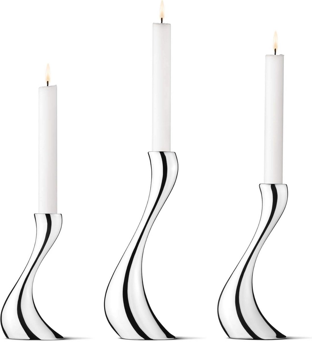 Elegante Kandelaar Set van 3 - Hoogglans Roestvrij Staal