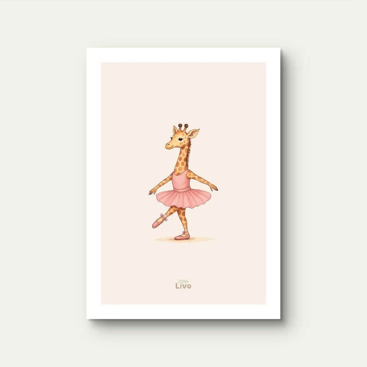 Little Livo Kinderposter Ballerina Giraf – Poster Kinderkamer – Muurdecoratie – 30 x 40 cm – Mat – 250 g/m² Papier