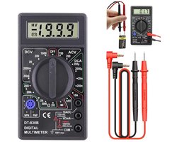 ONF3 - DT-830B Multimeter - Amp Volt Ohm-tester - Groot Display - Geïsoleerde Meetsnoeren - Voor auto- en Huishoudelijke Apparaten - Zwart
