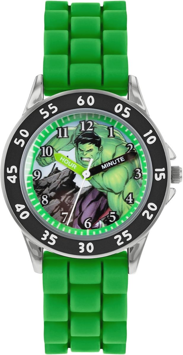 Groene Analoge Quartz Horloge voor Kinderen met Siliconen Band