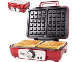 Gadgy Wafelijzer - Wafelmaker 2 Wafels per keer - Waffle Maker - Anti-Aanbaklaag - 1000 Watt - Regelbare Thermostaat