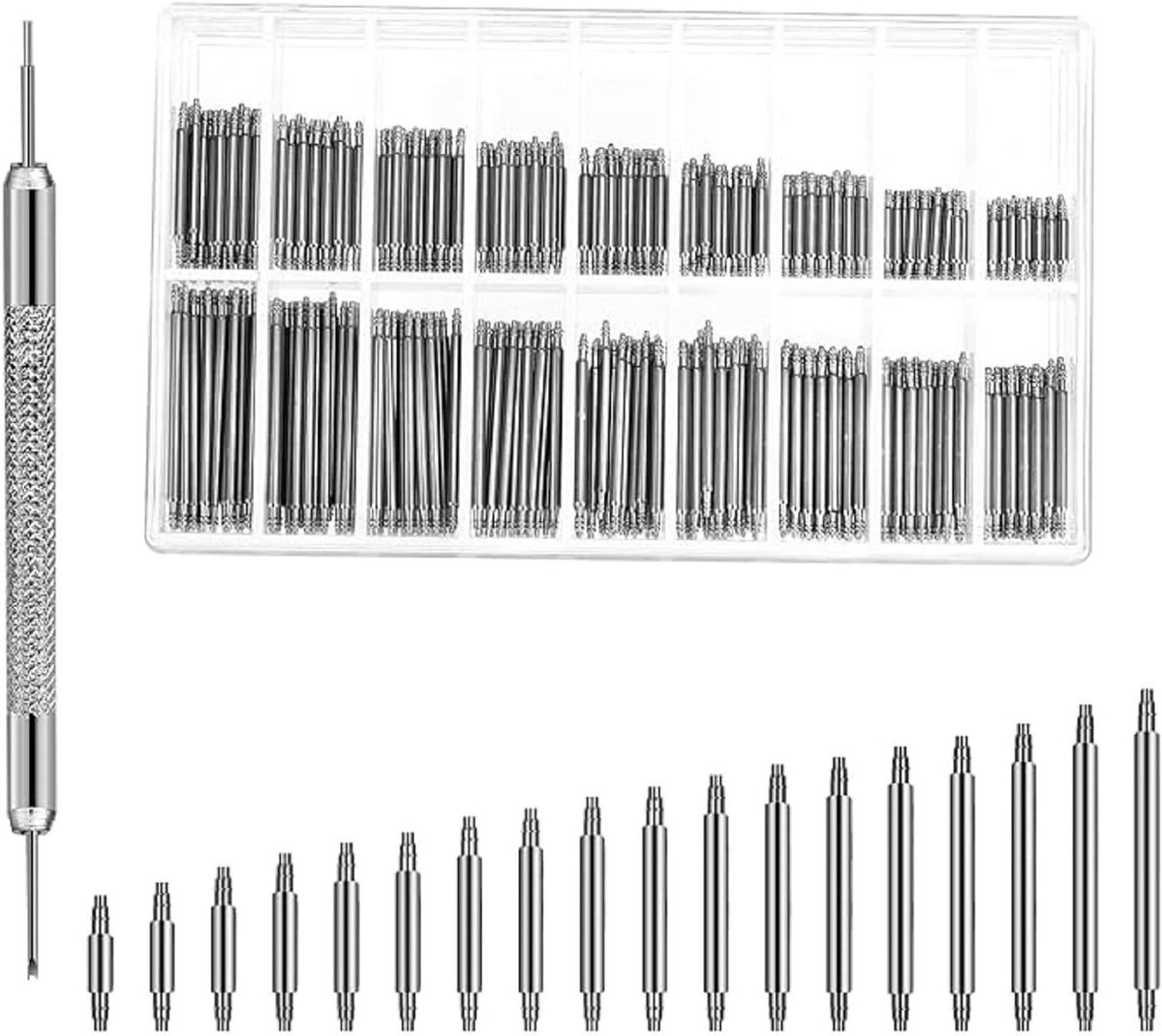 Allecta - Veerpennen voor horlogebandjes en reparatieset, 8-25 mm, inclusief veerstaafgereedschap - Klassiek design, geschikt voor minimalistische horloges