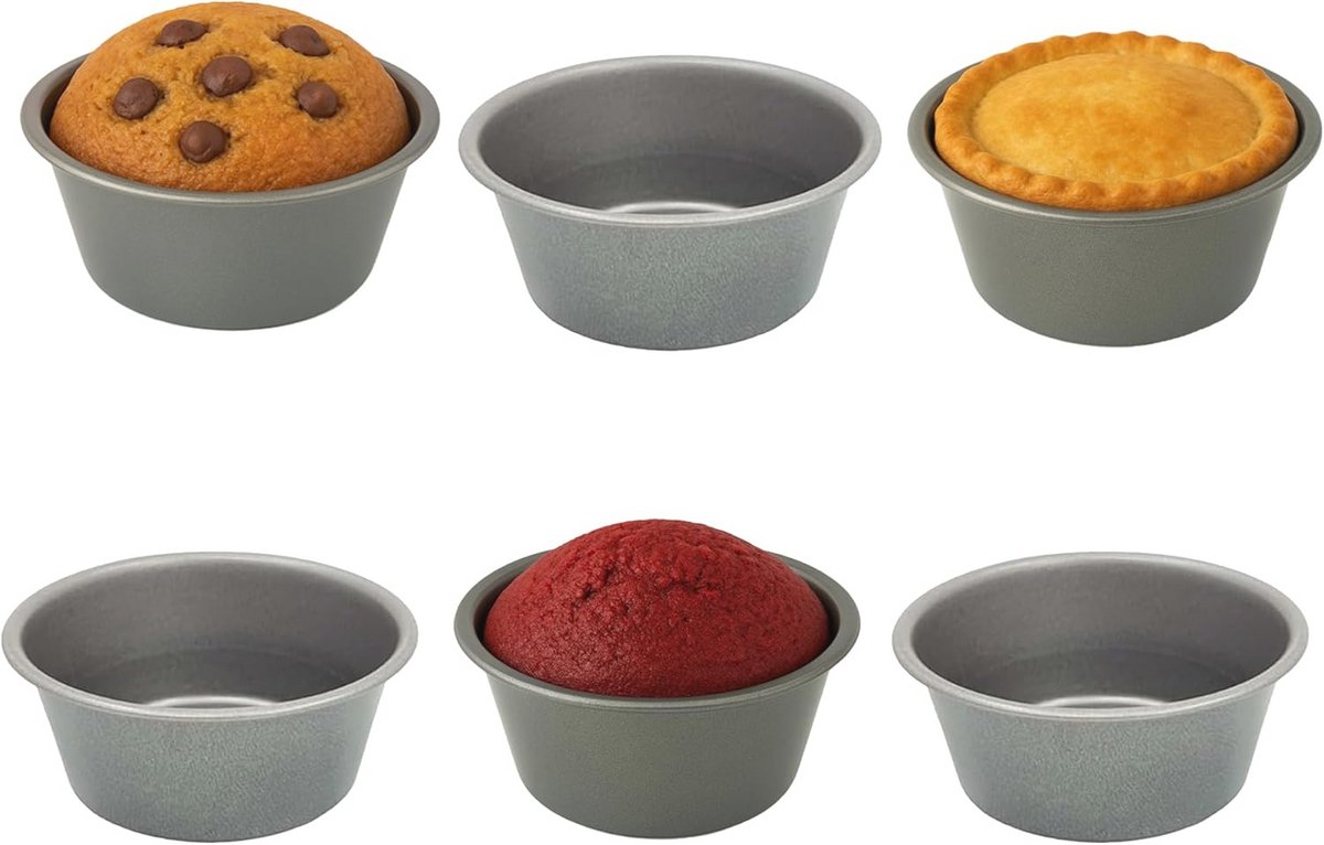 Muffin Cupcake Cups - 6X Antiaanbak Bakvormen Geschikt voor Airfryer