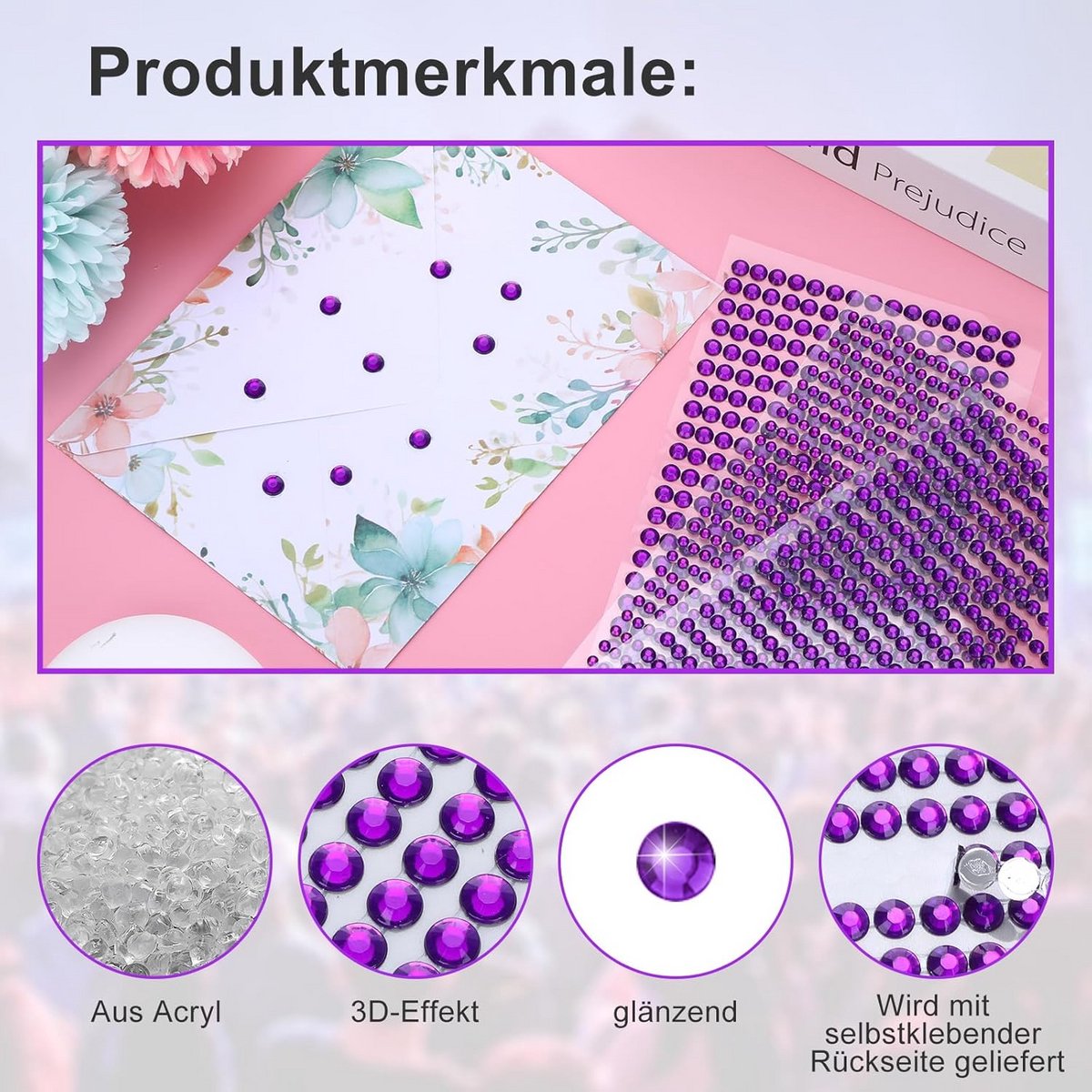 Zelfklevende Strass Steentjes Set - 4 Vel Glitterstenen 3/4/5/6 mm Knutselen & Decoratie — cadeau in Hobby - foto 4
