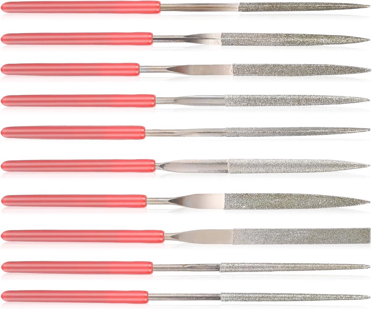 10-delige set Mini Diamantfiles - Hoogwaardige naaldvijlen voor Metaal, Hout, Steen en Kunststof