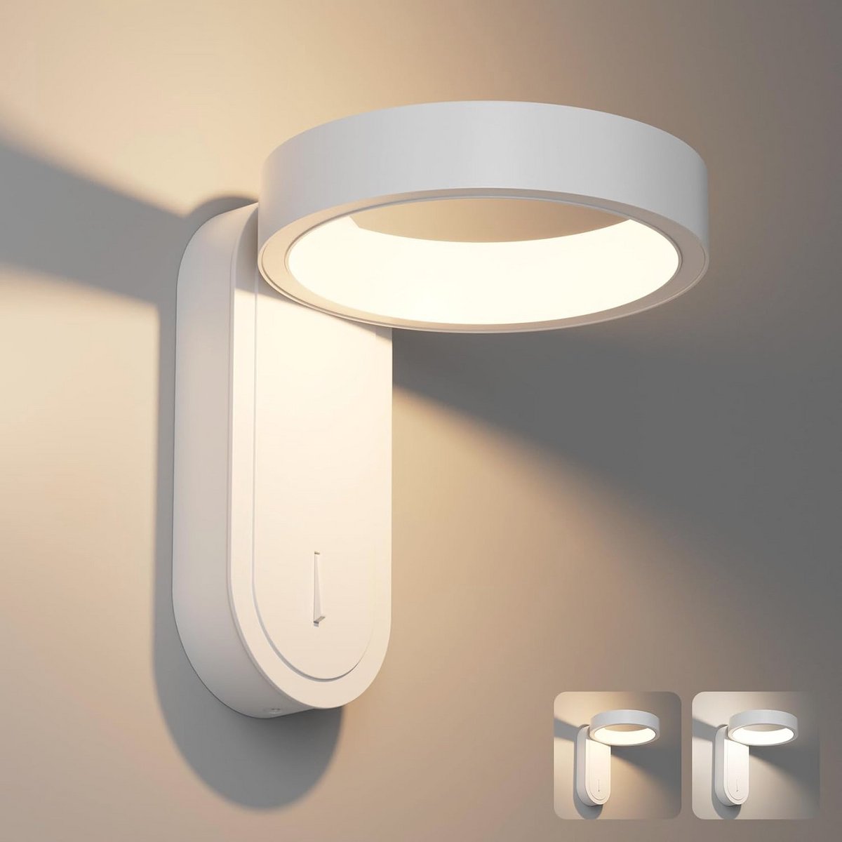 Dimbare Led-wandlamp voor Binnen met Schakelaar - 330° Draaibaar & Kleurtemperatuur 3000K/4000K - Moderne Wandverlichting voor Woonkamer en Slaapkamer