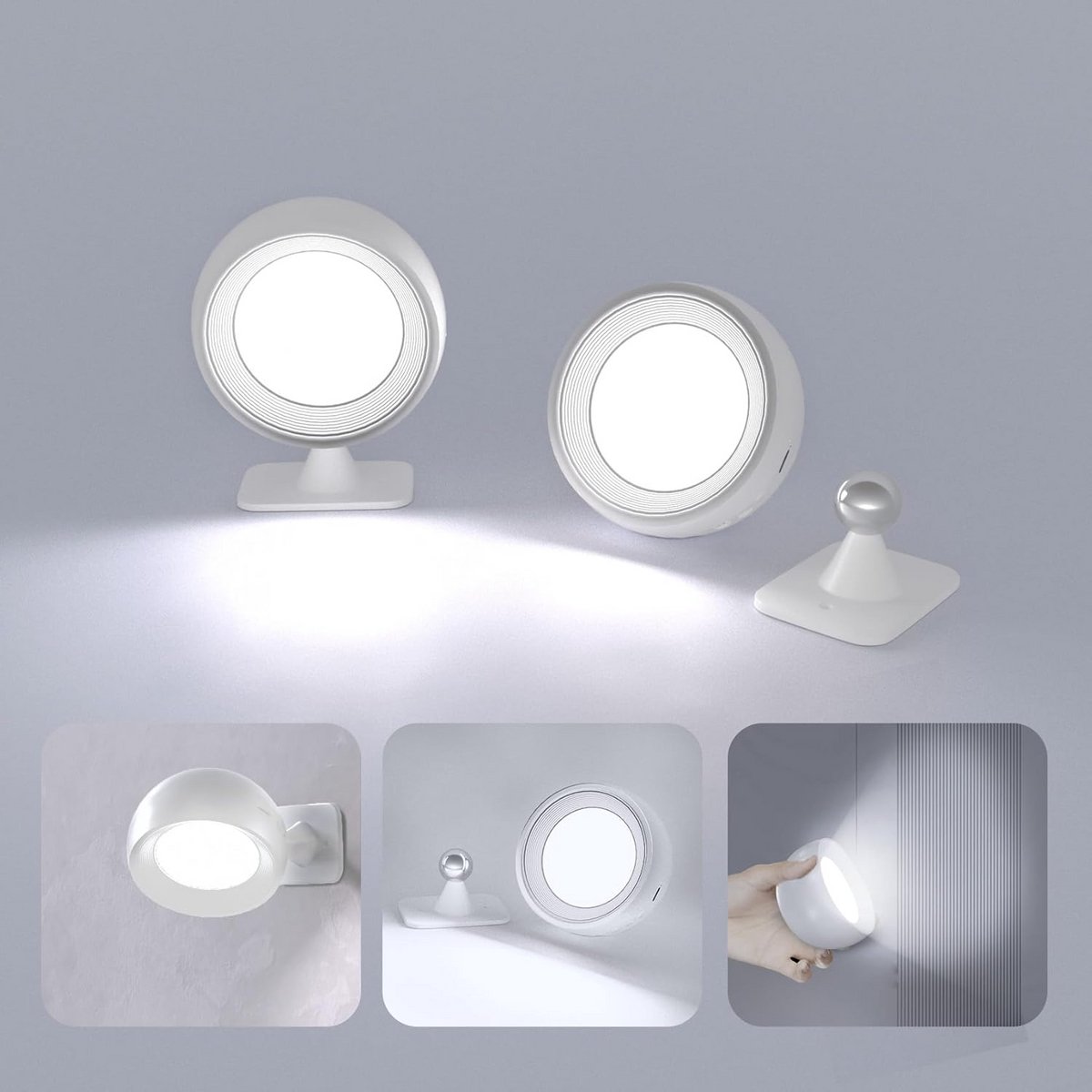Draaibare Oplaadbare Wandlamp 2-Pack met Afstandsbediening Inclusief Dimmen en Timer