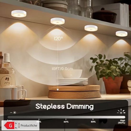 Foto: Bewegingssensor led lampen set van 4 usb oplaadbaar touch bewegingssensor nachtlampen voor trap slaapkamer kledingkast en keuken garage