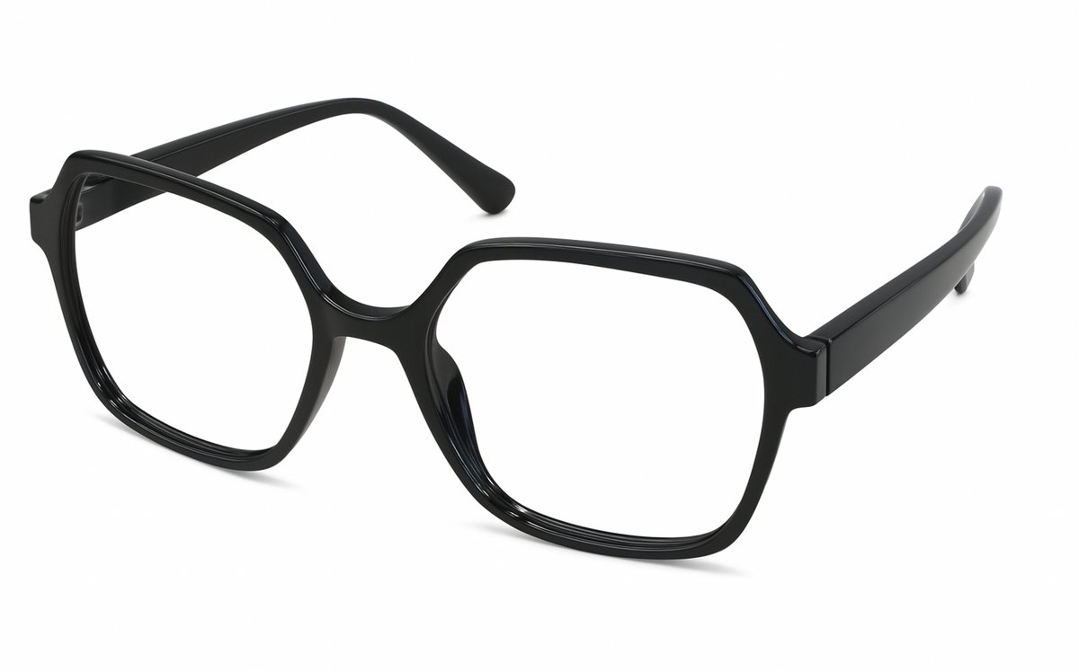 VERTEBRIL Mira - Sterkte -0.50 - Kleur Black Vibe - GEEN leesbril – Unisex bril voor veraf - Moderne uitstraling - Groot en robuust montuur – Aangename pasvorm – Kwalitatieve min-glazen – Flexveren – Myopie/bijziendheid - Inclusief etui en doekje