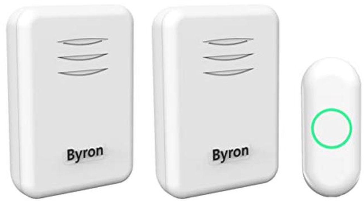 Draadloze deurbel met 16 melodieën, 150 m bereik, batterij- en netvoeding, Wit