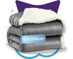 Nice Dreams Omkeerbare Sherpa Fleece Plaid – Velvet & Sherpa Deken – Extra Zacht, Warm & Luxe – Cadeauverpakking – 150x200 cm – Grijs