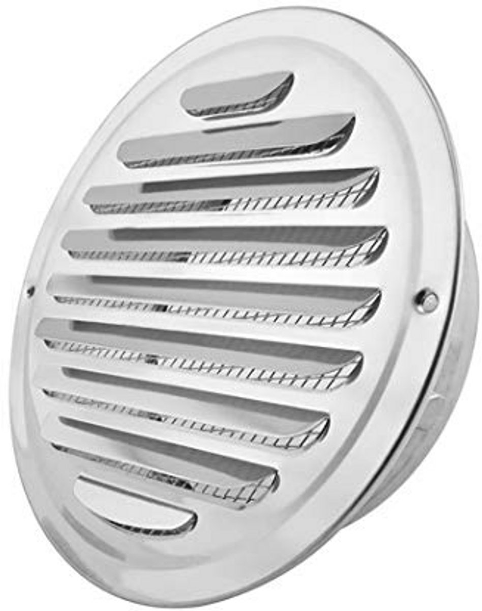 Roestvrijstalen Afvoerluchtrooster 150 mm - Ventilatierooster met Insectenwering en Weerbe