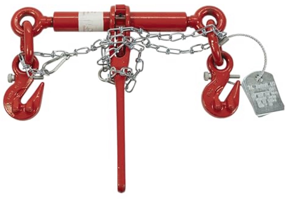 Spanketting met gaffelkophaken en ratelspanner, 2-delig, 4000 daN, 3 m