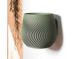 Fleuriek - Hangende bloempot modern design - Lichtgewicht & duurzame plantenpot van bioplastic, voor kleine en middelgrote kamerplanten - Groene plantenpot- Ø15 cm
