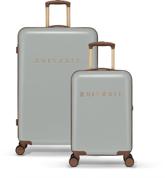 SUITSUIT Kofferset 2 delig - Reiskoffer groot - Handbagage koffer - Koffer set - Veilig TSA cijferslot - Reiskoffer set - Reiskoffer met wielen - Fab Seventies kofferset Limestone