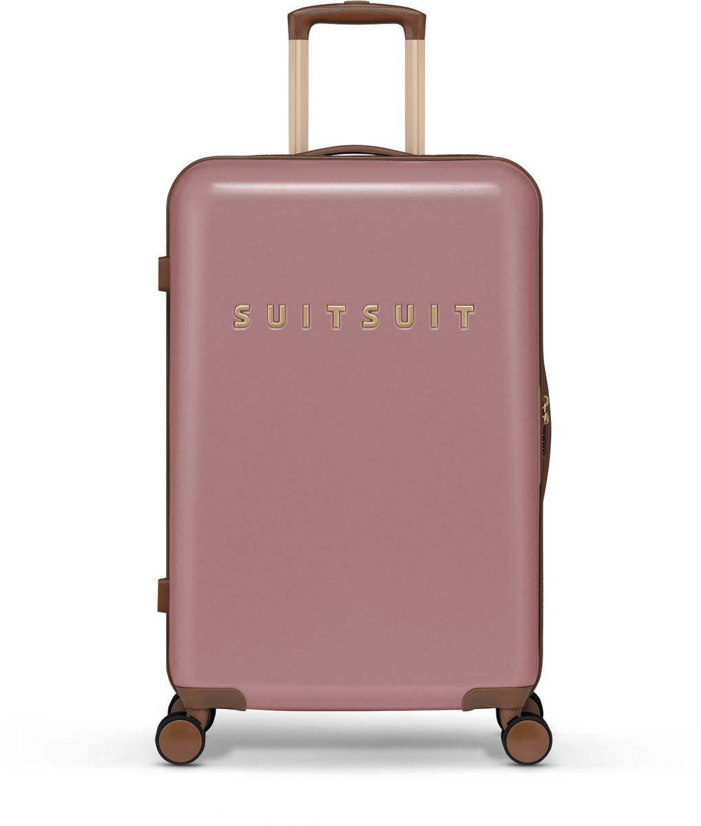 SUITSUIT Reiskoffer 66x43x24 - Reiskoffer met wielen - Lichtgewicht koffer - Veilig TSA cijferslot - 59L koffer inhoud - Fab Seventies Reiskoffers Old Rose - Roze