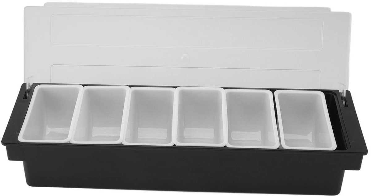 Kruidendispenser, transparante plastic kruidendispenser, deksel, afneembaar ontwerp, fruitcontainer, schaal met deksel (6 compartimenten)