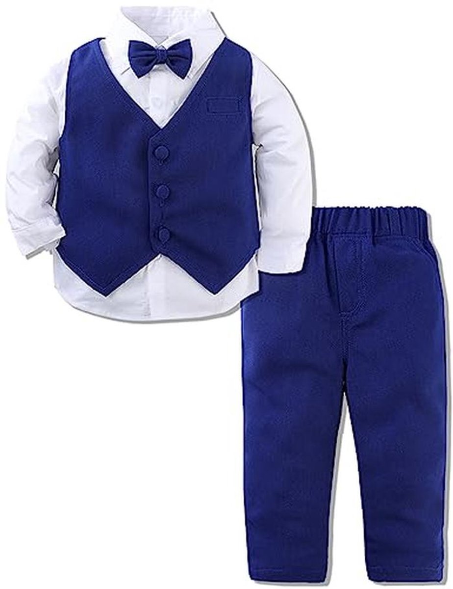 Gentleman Pak voor Babyjongens - 3-delige Set met Overhemd, Vlinderdas, Gilet en Broek (1-4 jaar)