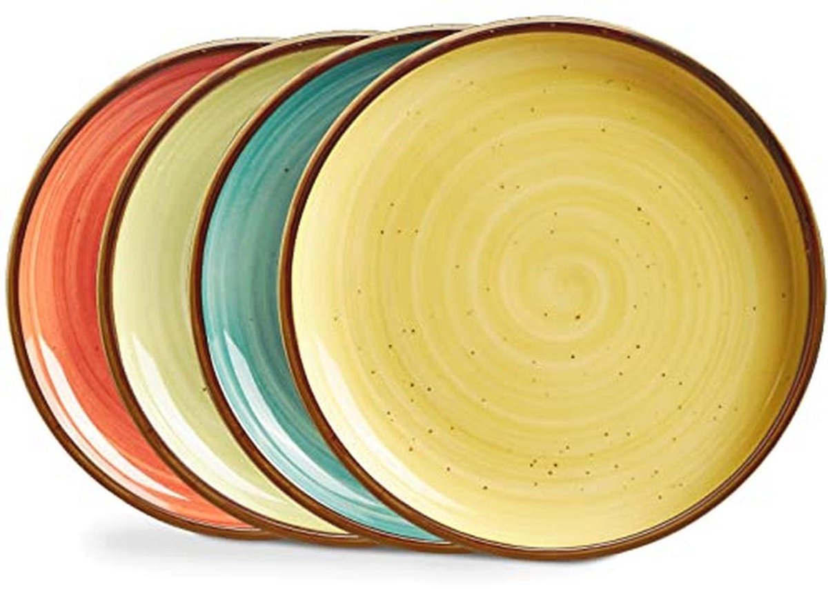 Keramische Dinerborden Set van 4 - 21,6 cm Dessert en Saladeborden - Magnetron, Oven en Vaatwasmachinebestendig