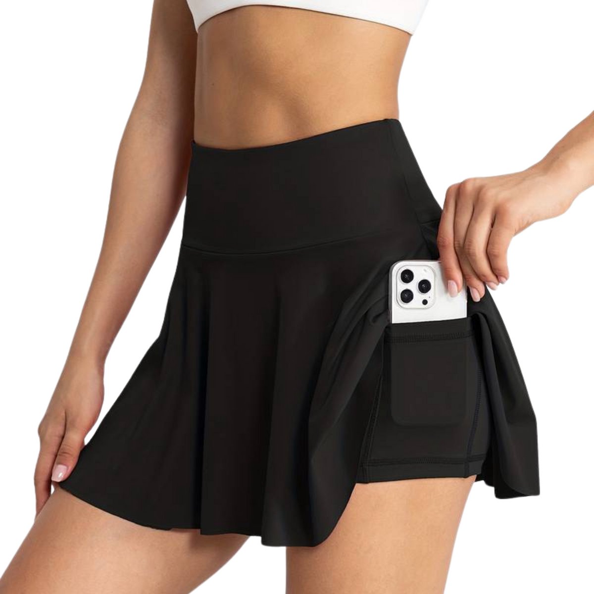 Vivva - Tennisrokje met Zak - Tennis Rok - Tennisrokjes - Sportrok - Sport Rok - Sportrokje - Zwart - Maat L/XL - SKORTIFY