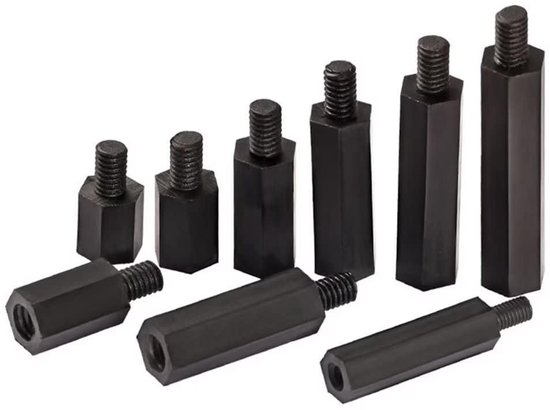 100 Stuks Nylon Zeskant Afstandshouder M4 – Mannelijk-Vrouwelijk, 10+6mm, Geschikt Voor PCB's & Elektronica