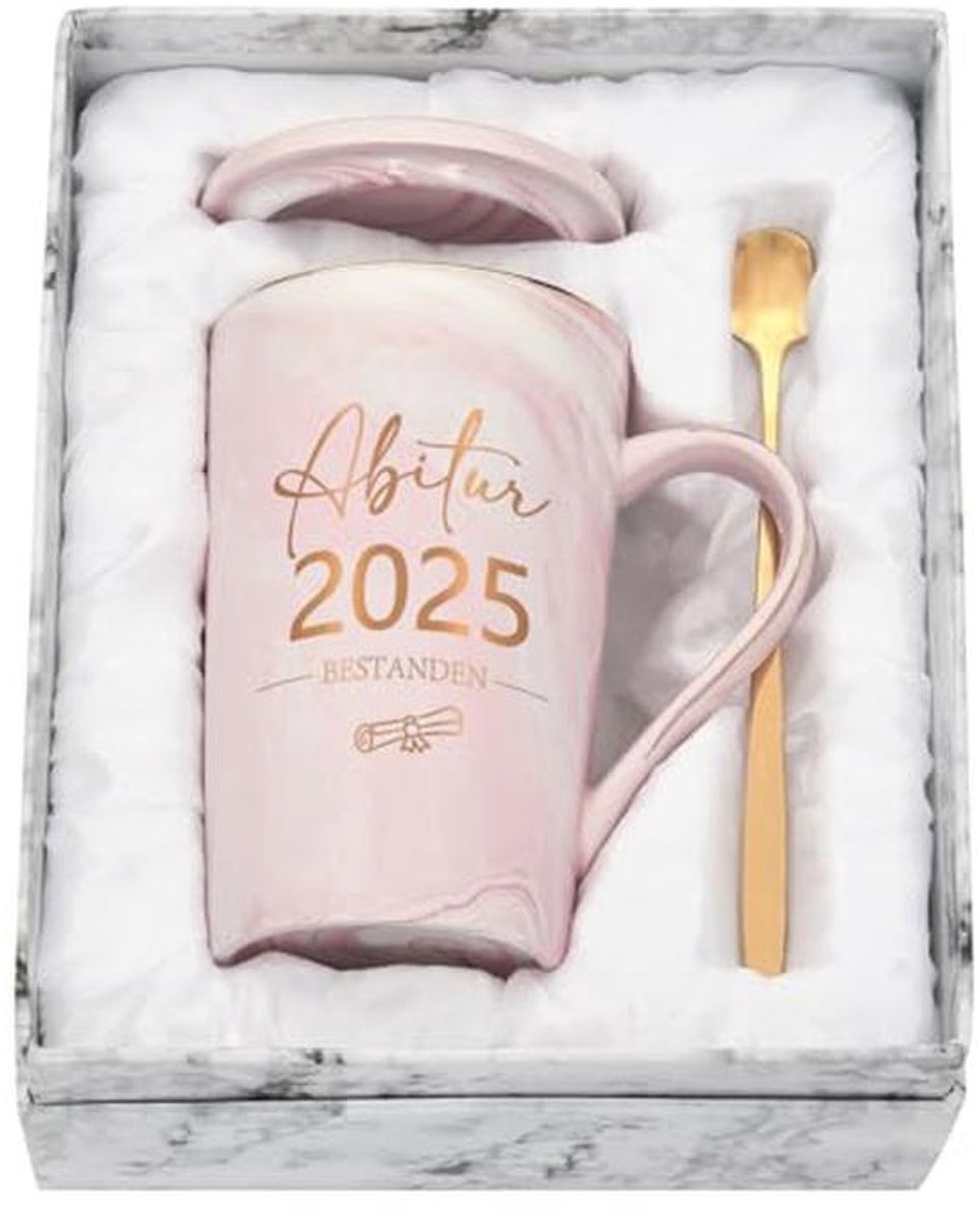 Roze Koffiemok voor Afstudeerfeest en Eindexamen 2025 - 400 ml