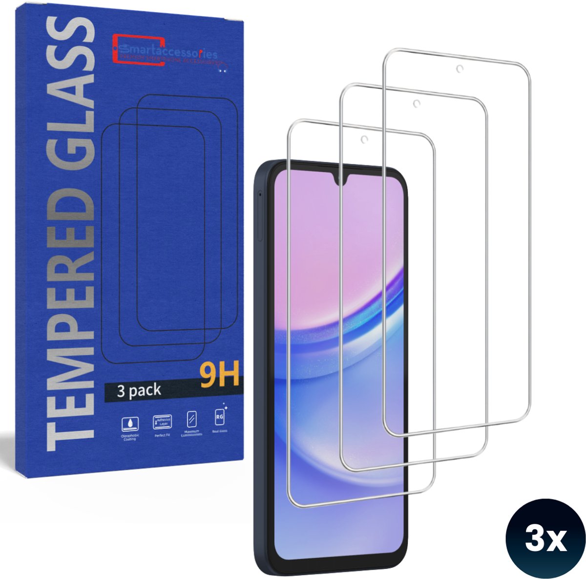 3 Stuks Screenprotector geschikt voor Samsung Galaxy A14 - Gehard Beschermglas - Tempered Glass Screen Cover -Eenvoudige installatie