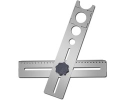 Ponstool voor keramische tegels - RVS - Positioneringstool - 40cm - Zilver - Boormal - Timmermansliniaal - Gatgrootte: 25 mm, 40 mm, 45 mm - Meetgereedschap