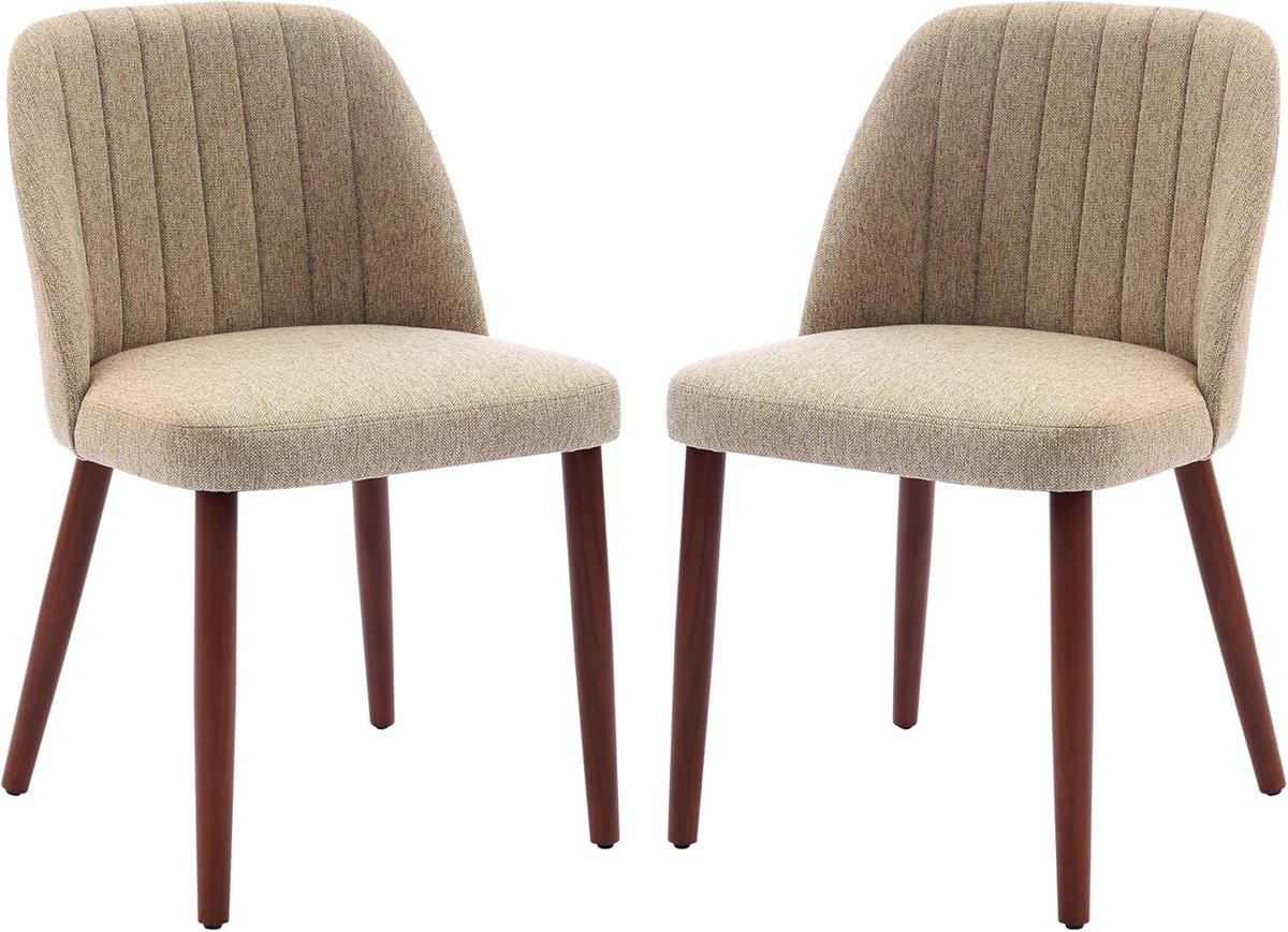 HoerFuriy - Eetkamerstoelen set van 2 - kamel - Stof - Mid‑century modern