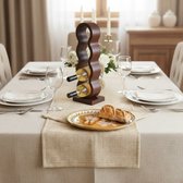 Meisterhome® Wijnfleshouder – Japandi Wijnrek - Voor 4 flessen - Stapelbaar Mangohout Flessenrek – Hout - Design Houten Wijnhouder - Duurzaam & Stijlvol - Bruin
