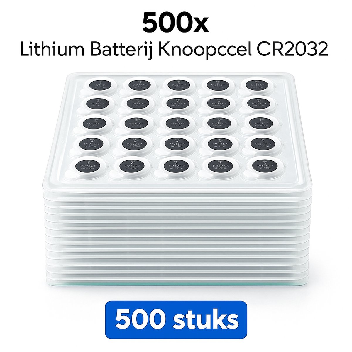 knoopCell batterij 500st – CR2032 Batterij – 3 Volt – Langdurig – Voor Elektronica