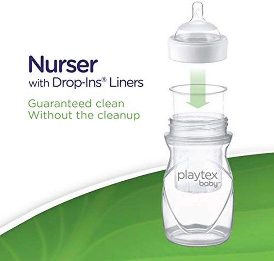 Playtex Baby Nurser Baby Bottle with Drop-Ins Disposable Liners, Closer to Breastfeeding, Gift Set — afbeelding 3