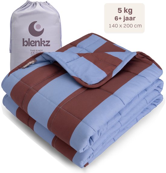 Couverture lestée BLENKZ Enfant 5kg – 140x200 – Big Stripe Merlot Blue – Pour enfants à partir de ±6 ans et adolescents – Couverture lestée 1 personne – Couverture pondérée