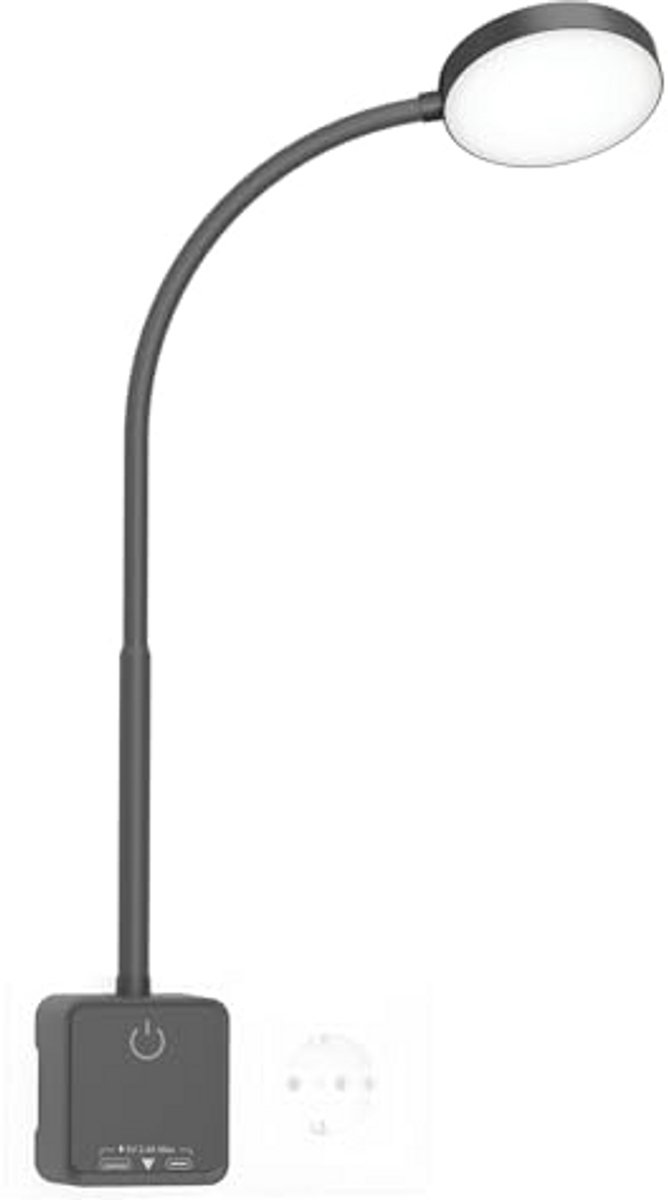 Dimbare LED Wandlamp voor Slaapkamer met USB Oplaadpoorten - Flexibele Leeslamp met 3 Verlichtingskleuren