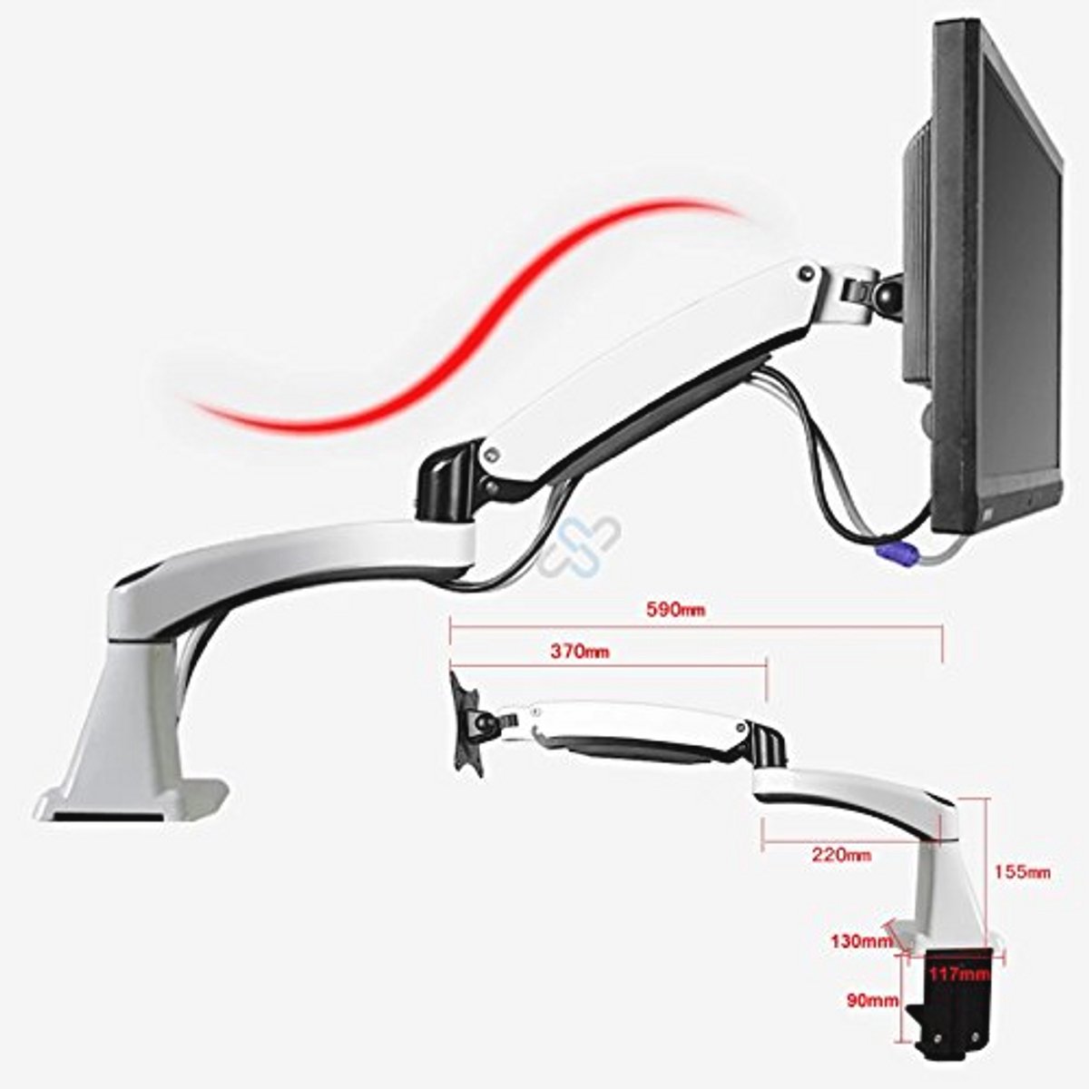 HFTEK -DS112F Zwart Monitor Arm Houder Tafelhouder Stand voor TFT LED LCD-scherm