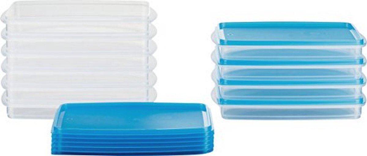 Voedselopslagcontainer Vriescontainer Stapelbare Dozen - 0.5L - 10 Stk - 23x14x3.2 cm