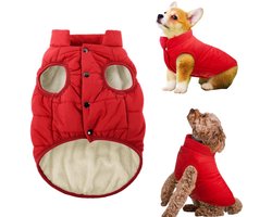 Hondenkleding - Dikke warme winterkleding - Warme bovenkleding - Sneeuwkleding - Winddicht en warm - Geschikt voor puppy's in de winter (Rood - Maat L)
