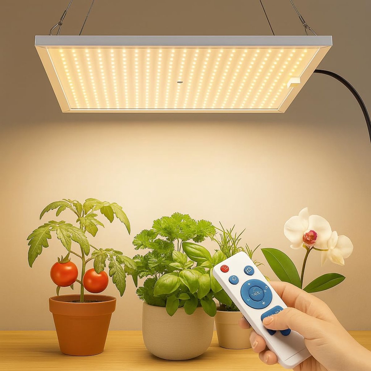 Ibenzoa® Dimbare LED Groeilamp met Timer en Afstandsbediening voor Binnenplanten