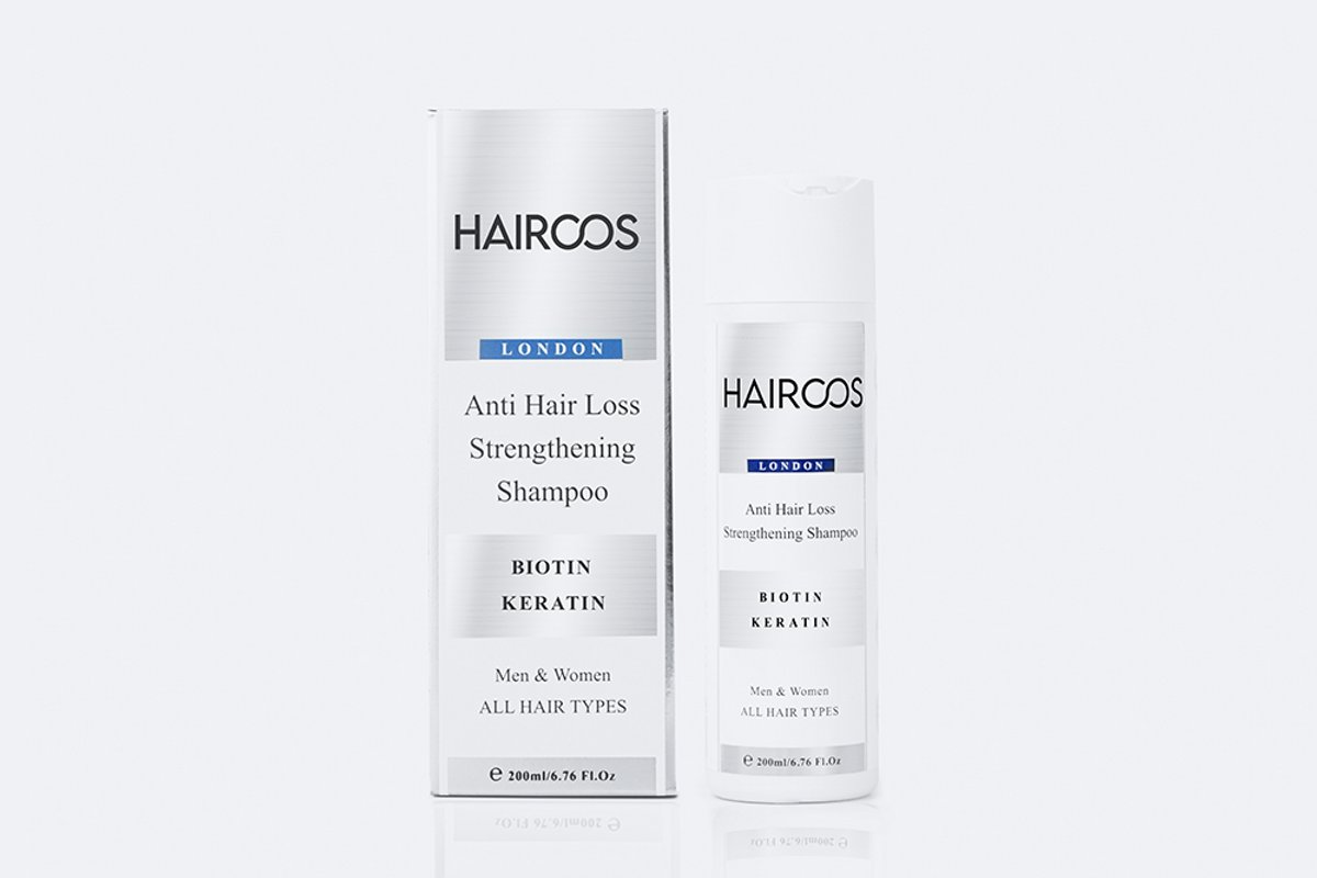 ANTI-HAARUITVAL SHAMPOO-HAIROOS- LONDON- HAAR VERZORGING -200 ML-BIOTINE-KERATINE-
